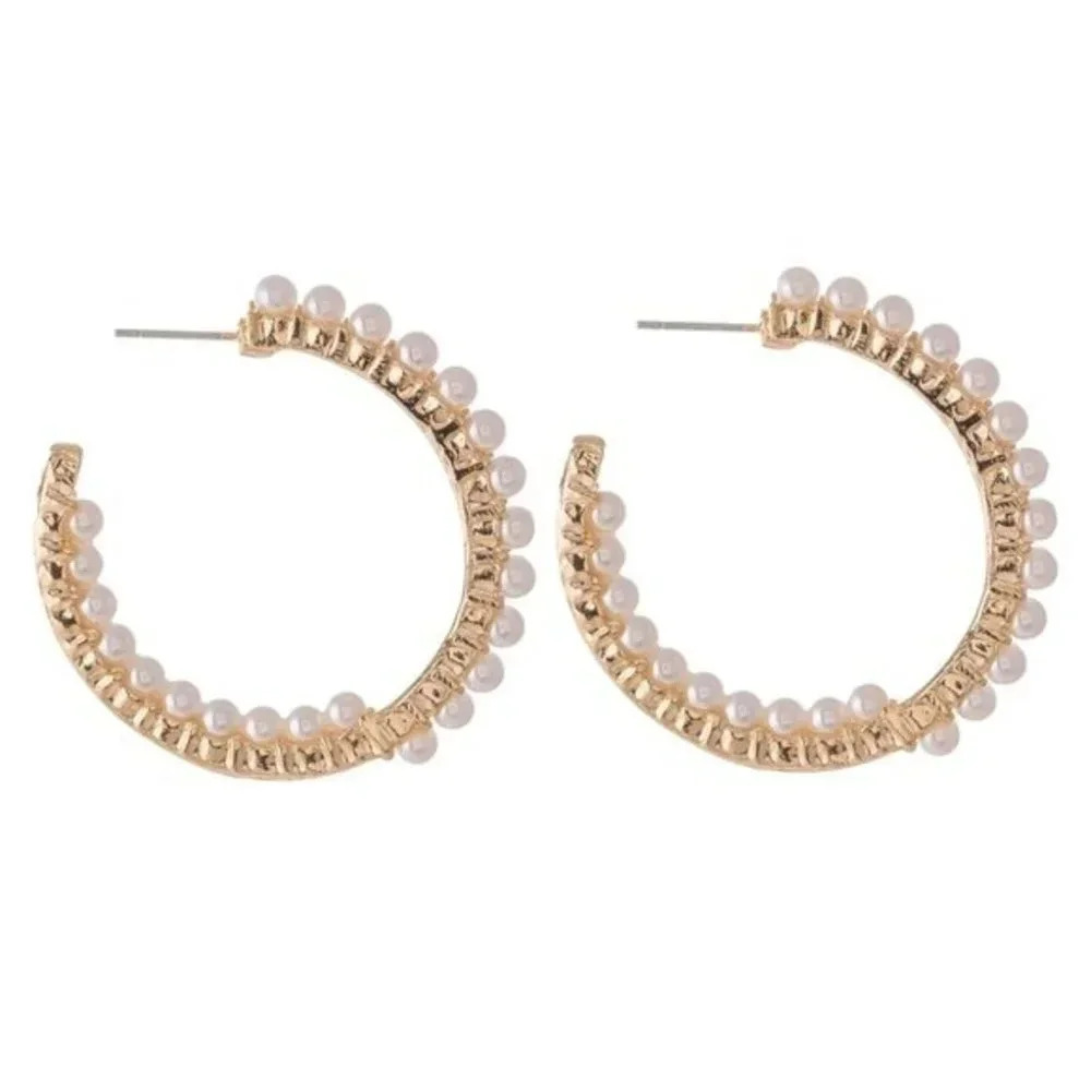 Inner & Outer Beaded Hoop Earrings gold